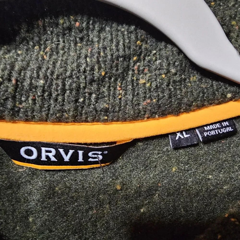 Orvis Bristol Men’s Heathered Green Full Zip Sweater Fleece Size Xl NWOT